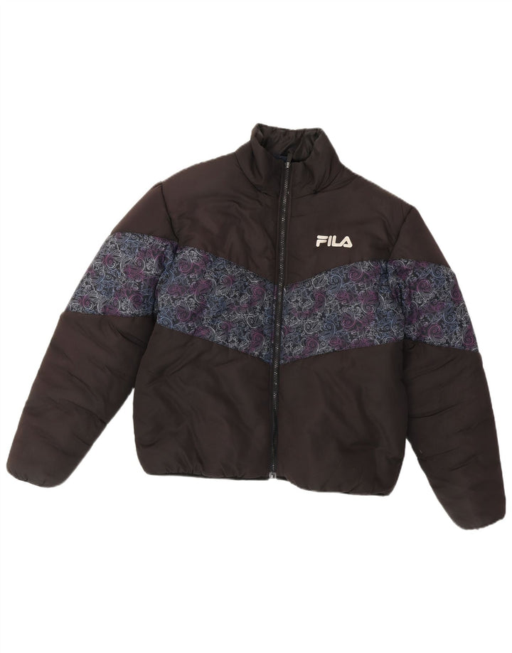 Jachetă căptușită pentru femei Fila Loose Fit UK 14 Medium Black Paisley Poliester