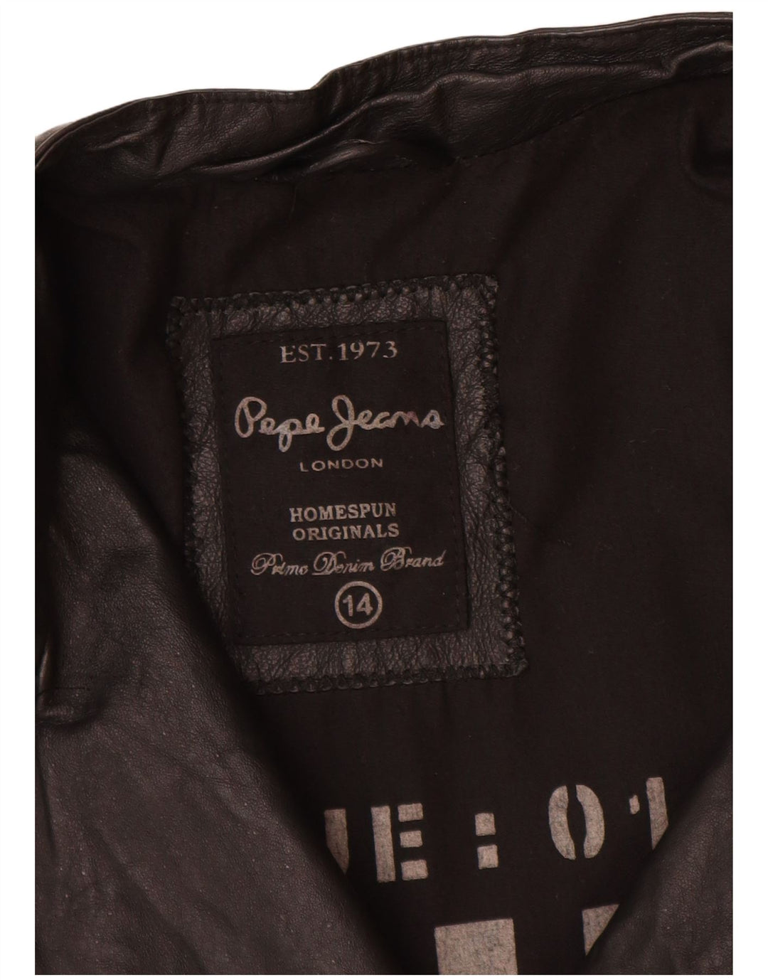 PEPE Jeans Jachetă Biker din piele pentru femei UK 14 Medium Black Leather