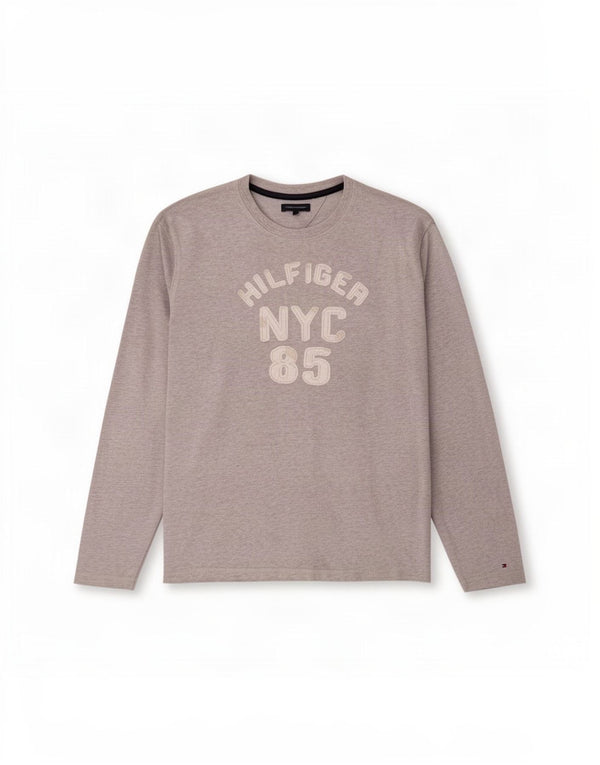 Tommy Hilfiger pentru băieți, bluză grafică cu mânecă lungă, 15-16 ani, bumbac cu pete gri