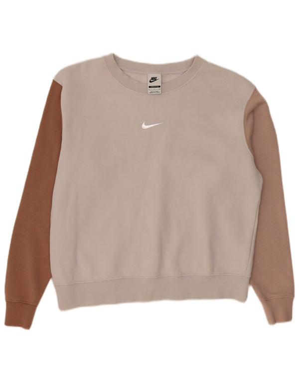 Pulover de hanorac cu tăietură largă Nike pentru femei UK 10 Mic Bej Colorblock