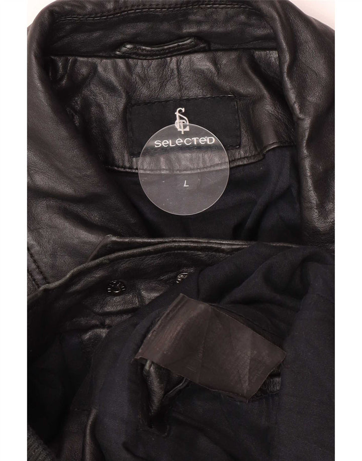 Selected Bomber din piele pentru bărbați UK 40 Large Black