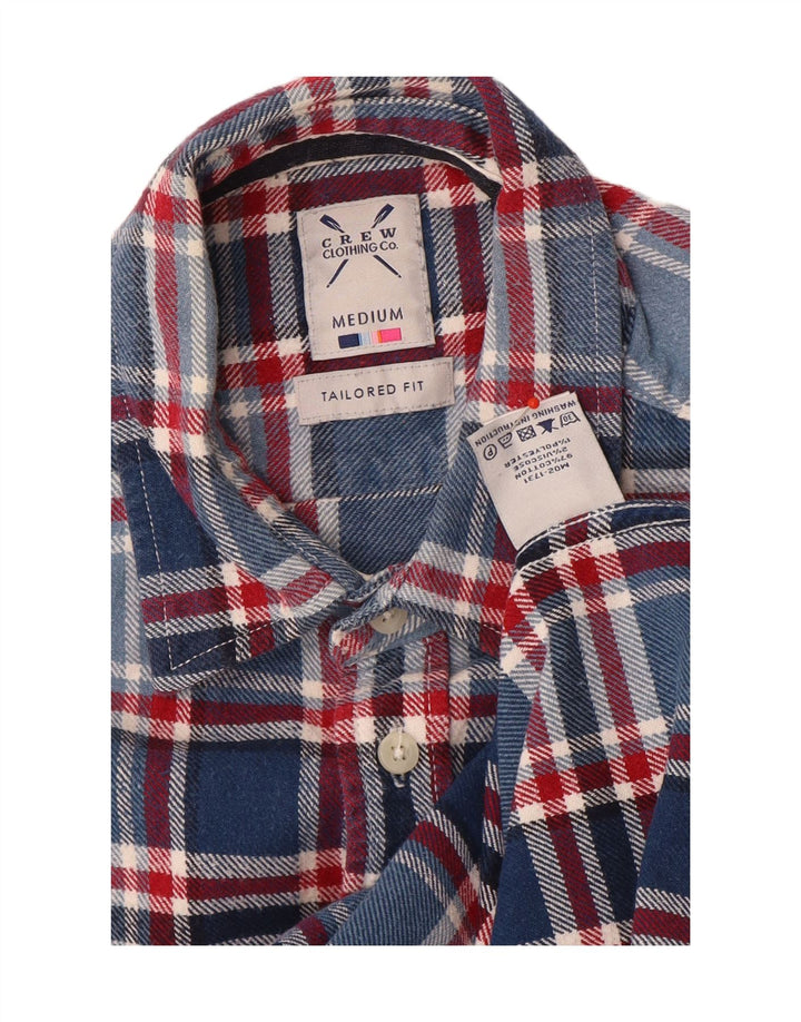Crew Clothing Cămașă de flanel croită pentru bărbați, bumbac cu carouri albastru mediu