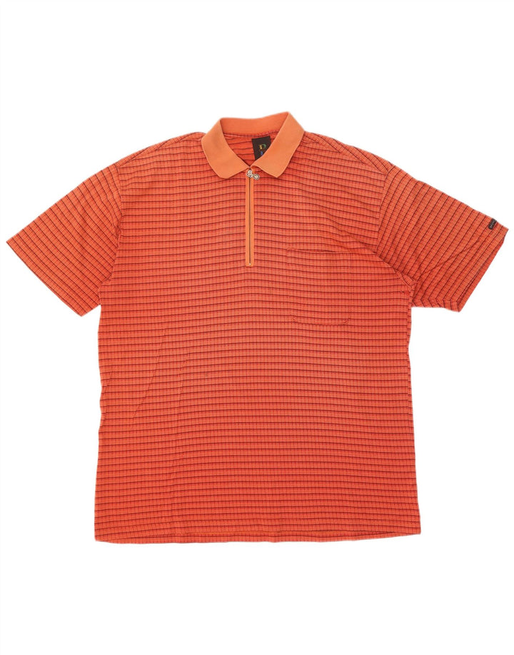 Tricou polo pentru bărbați Baffo IT 56 XL bumbac cu carouri portocalii