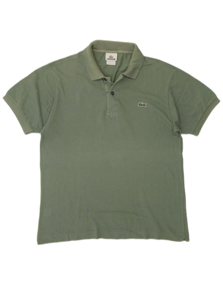 Tricou polo Lacoste pentru bărbați, mărimea 4, bumbac verde mediu