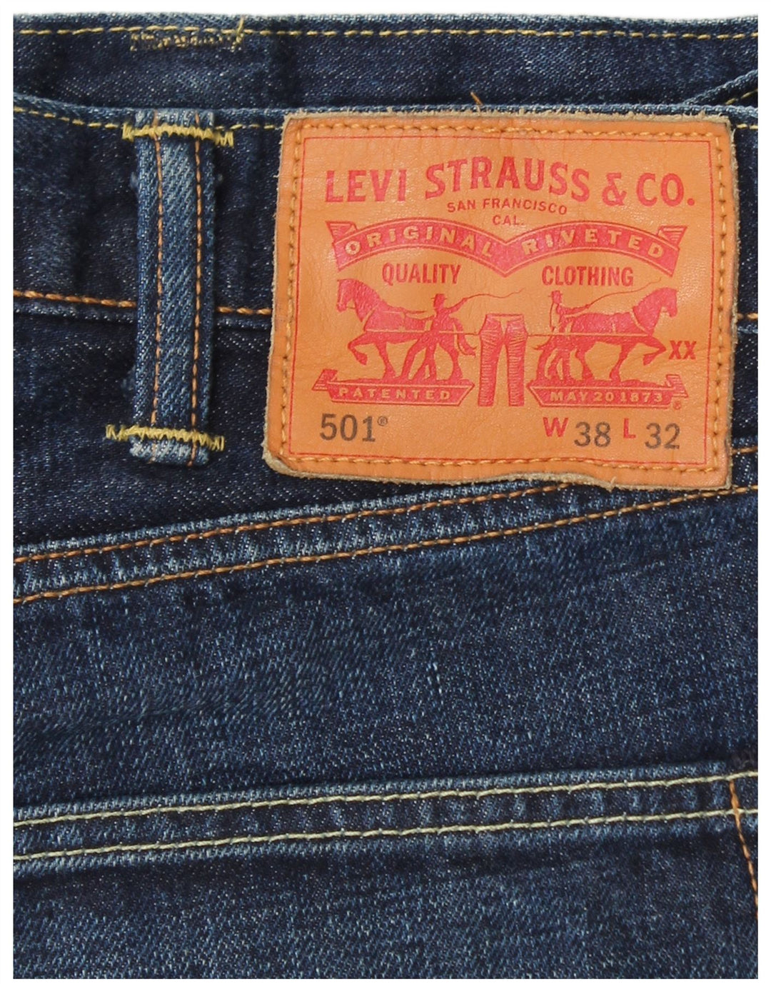 Blugi drepti pentru bărbați LEVI'S 501 W38 L32 Bumbac albastru