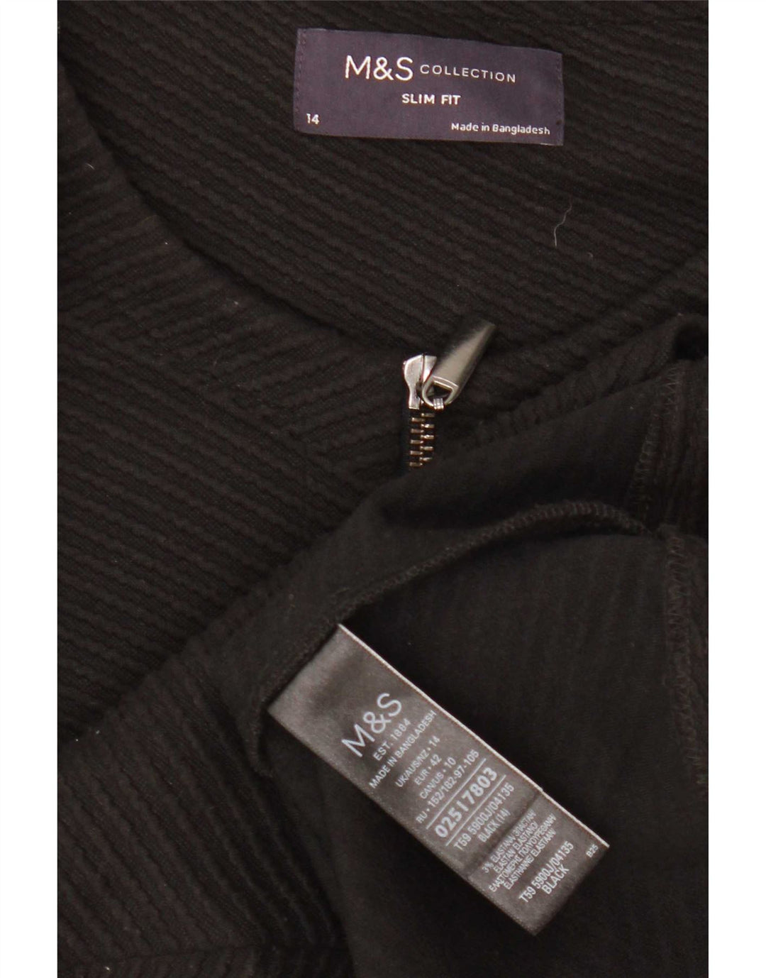 Jachetă pentru femei Marks & Spencer Crop Full Zip Blazer UK 14 Medium Black