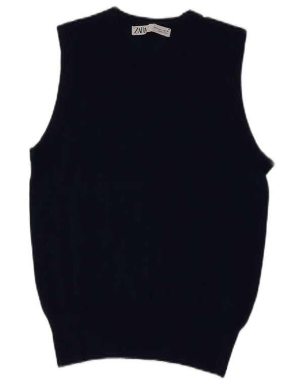 Vesta Zara Femei Tank Top UK 10 Mic Bleumarin