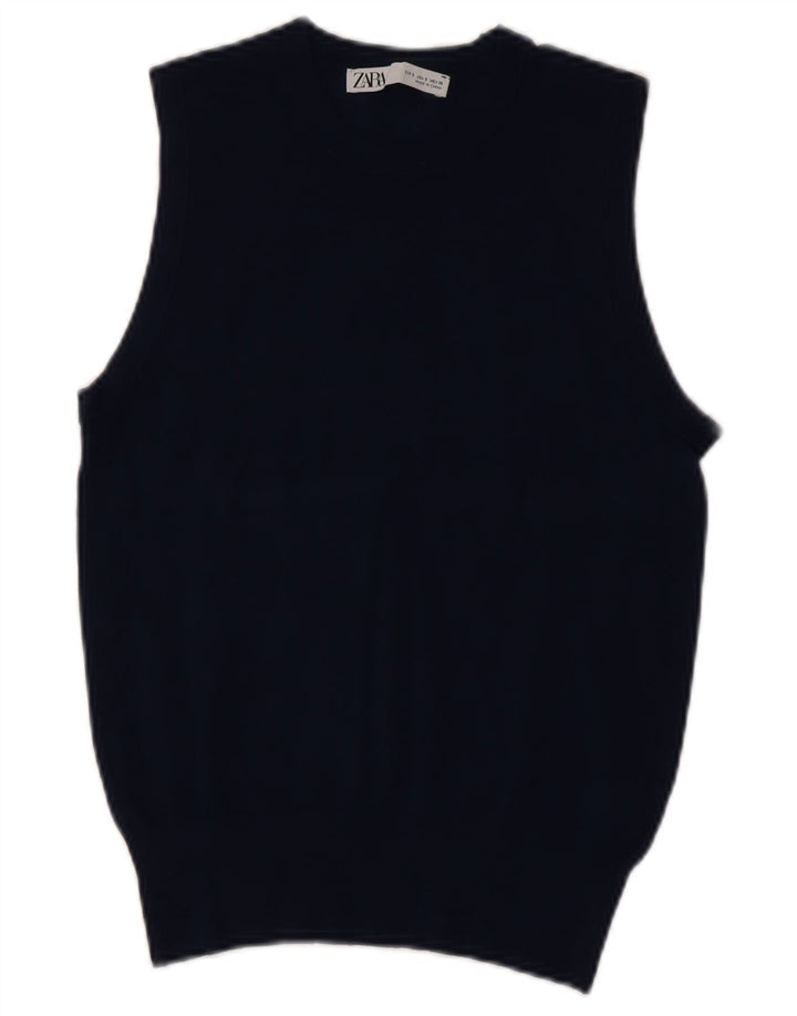 Vesta Zara Femei Tank Top UK 10 Mic Bleumarin