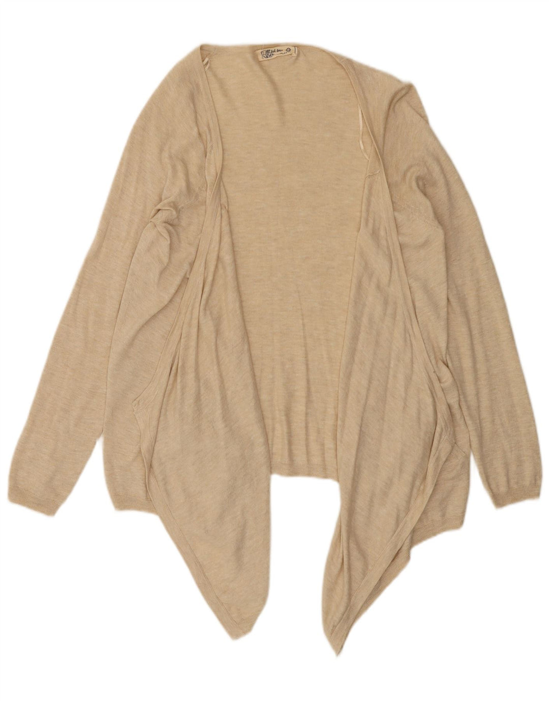 Fat Face Womens Asimetric Open Cardigan Top UK 12 Medium Beige Flecked