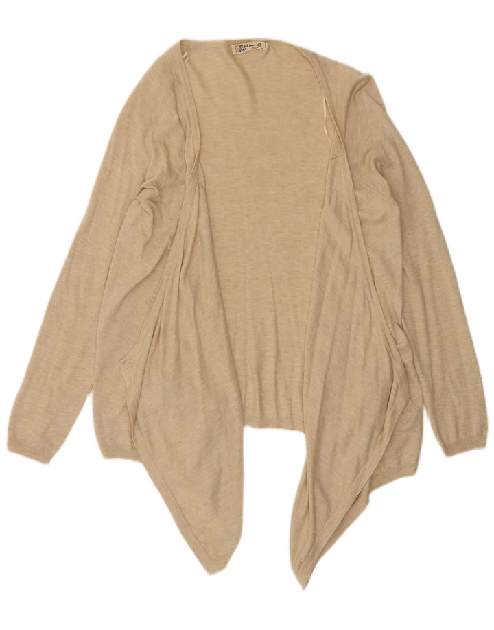 Fat Face Womens Asimetric Open Cardigan Top UK 12 Medium Beige Flecked