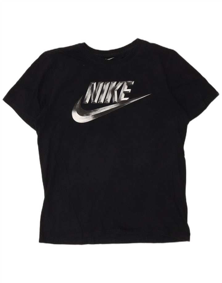 Tricou grafic Nike pentru bărbați, cu croială atletică, top mediu din bumbac negru