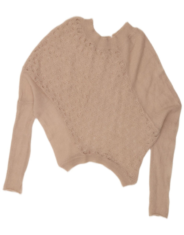 VINTAGE Pulover supradimensionat pentru femei cu gât de barcă UK 16 Large Bej