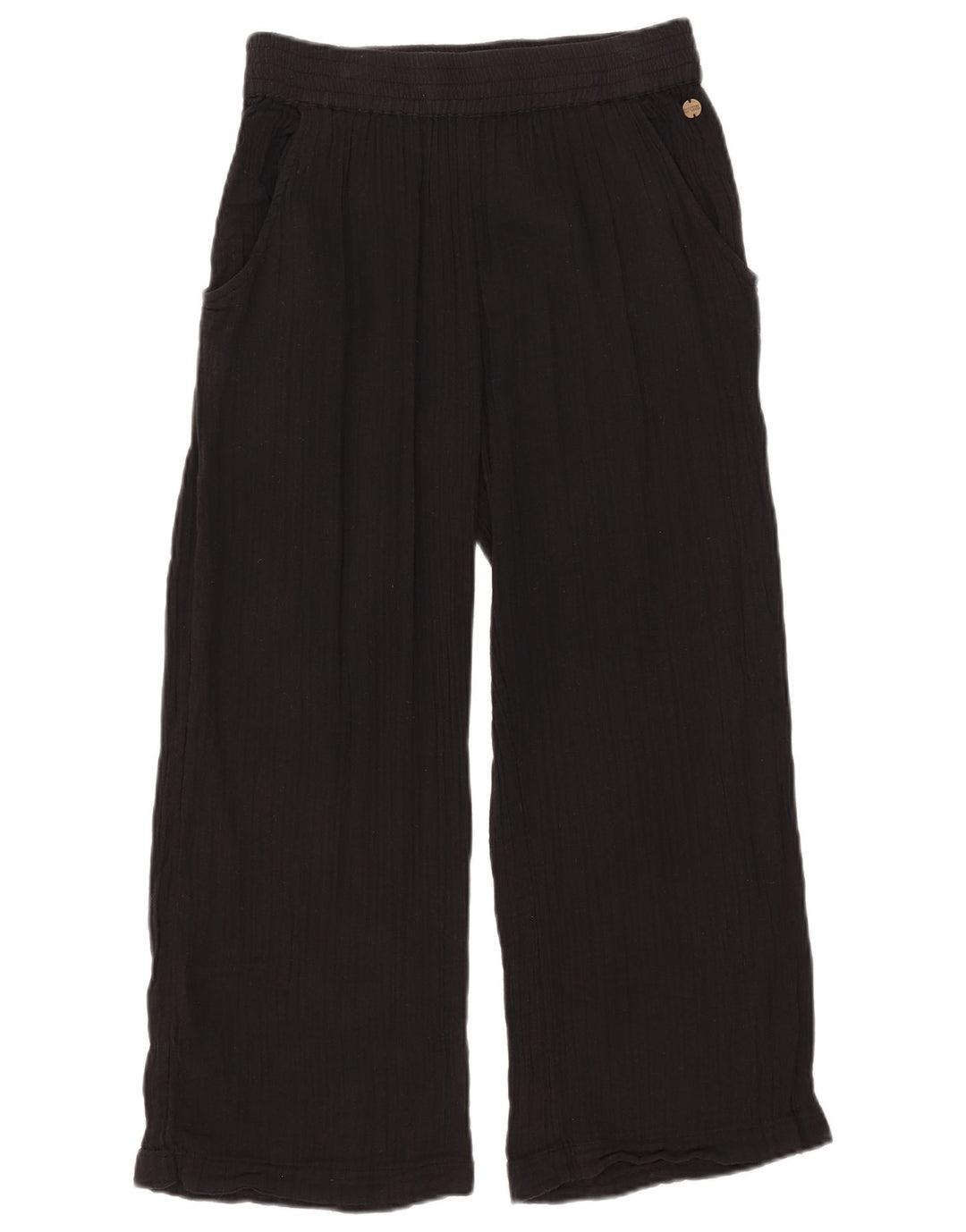 Pantaloni tăiați pentru femei Rip Curl, cu picioare largi, L30 L24, bumbac negru