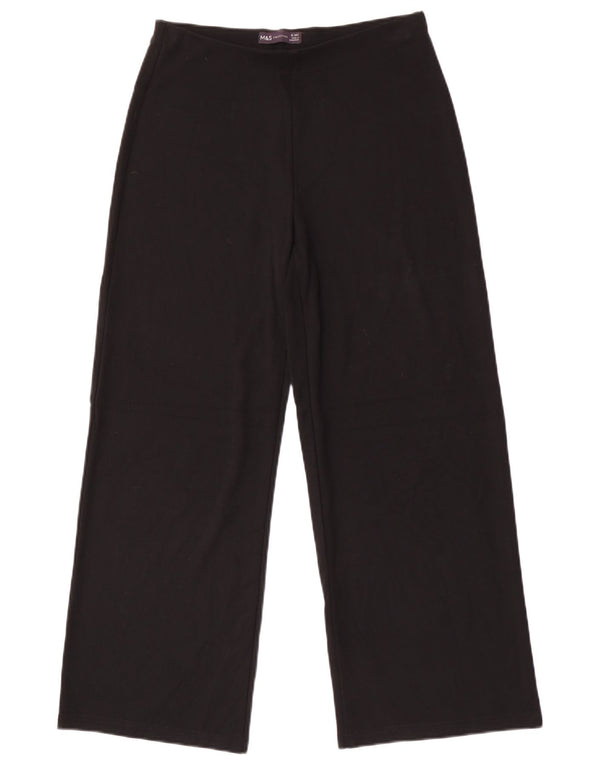 Pantaloni pentru femei Marks & Spencer cu picioare largi UK 10 Small W28 L27 Viscoză neagră