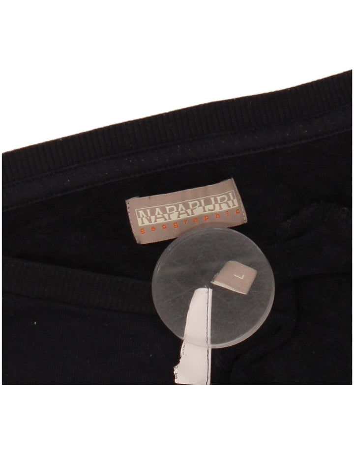 NAPAPIJRI Pulover cu grafic pentru femei UK 14 Mare Bleumarin