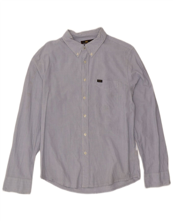 Cămașă Lee pentru bărbați Slim Fit, bumbac cu dungi albastre medii