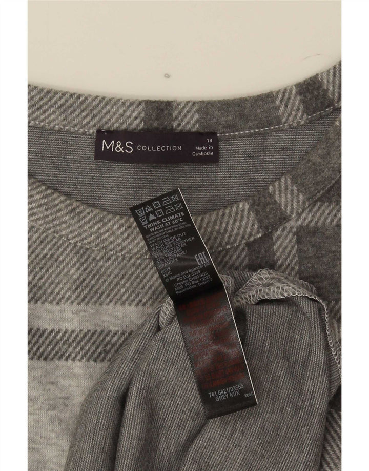 Marks & Spencer Top pentru femei cu mânecă lungă UK 14 mare, gri, poliester în carouri
