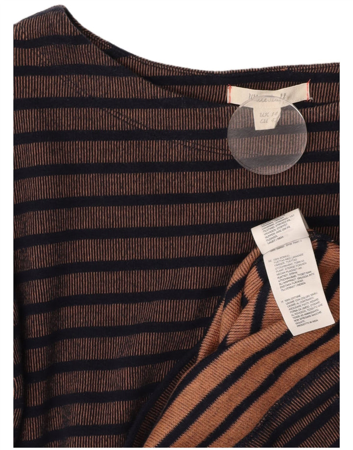 WHITE STUFF Rochie cu mânecă lungă pentru femei UK 14, mare, cu dungi maro