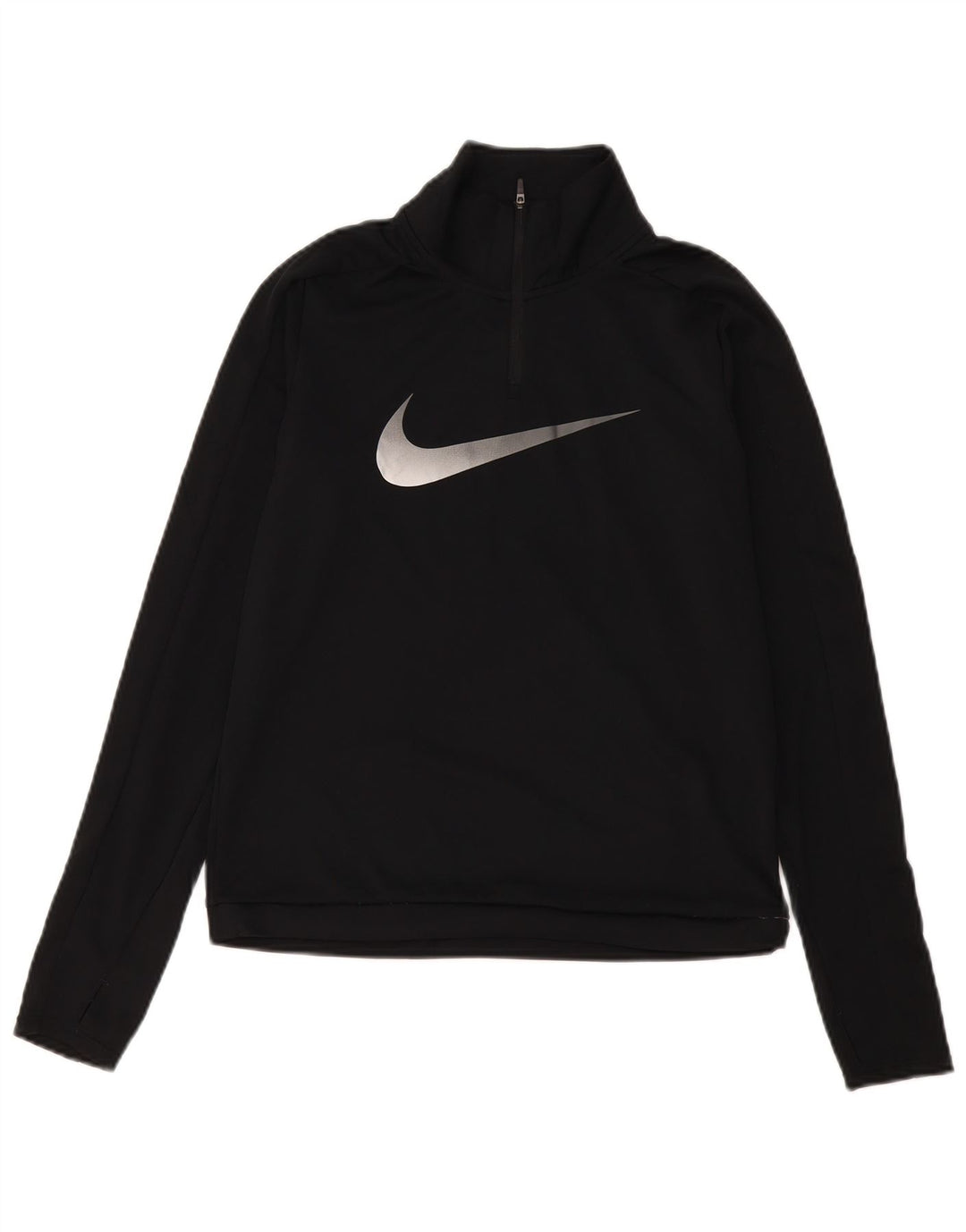 Top de trening Nike Dri Fit Zip Neck Pullover pentru femei UK 10 Small Black