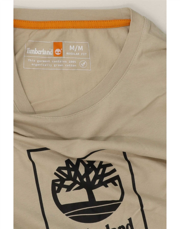 Tricou grafic Timberland pentru bărbați, cu croiala normală, top, bumbac, bej mediu