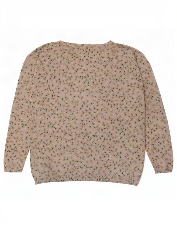 Pulover pentru femei Fat Face cu gât de barcă UK 12 Medium Bej Floral Bumbac