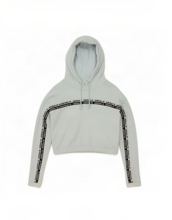 Jumper Adidas Crop Graphic Hoodie pentru femei UK 6 XS Albastru Bumbac color bloc