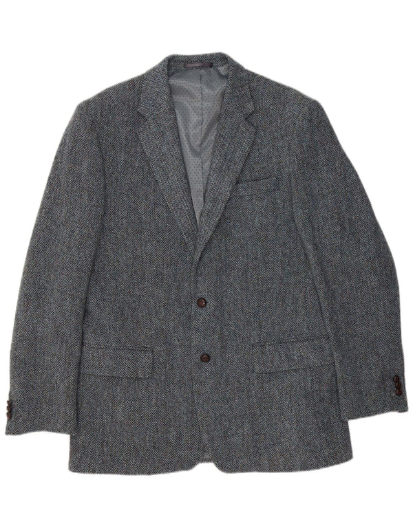Jachetă pentru bărbați Harris Tweed, cu 2 nasturi, UK 40 Blue Herringbone