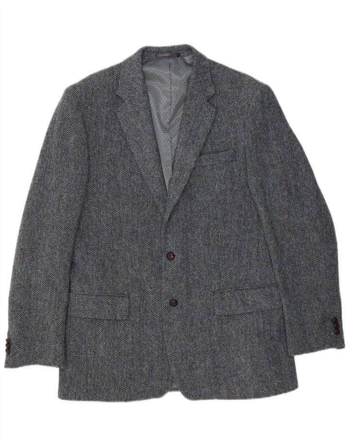 Jachetă pentru bărbați Harris Tweed, cu 2 nasturi, UK 40 Blue Herringbone