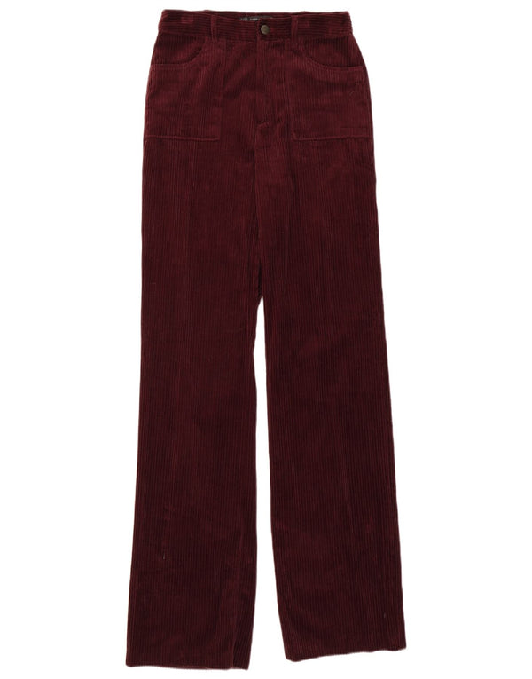 Pantaloni drepti din velur pentru femei Zara Mici L26 L34 Bumbac Burgundy