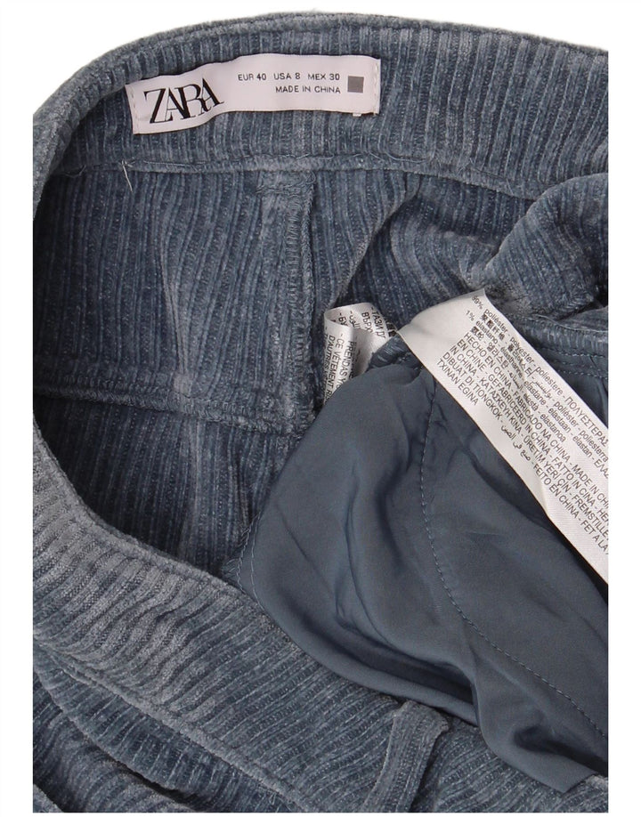 Pantaloni drepti din velur pentru femei Zara EU 40 Mediu L30 L30 Poliester albastru