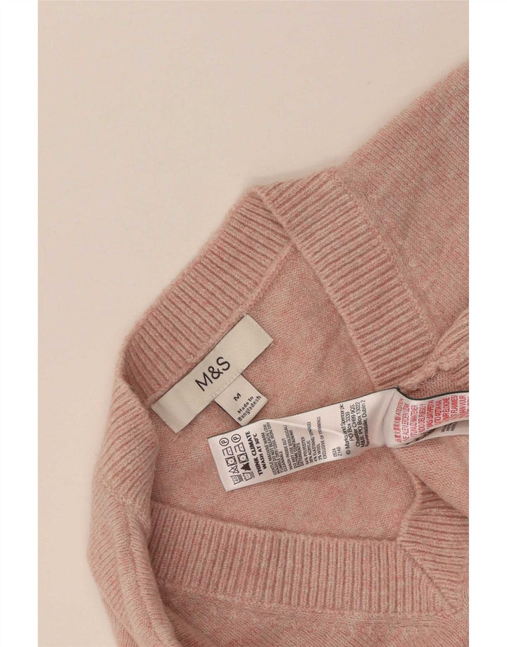 Pulover pentru femei Marks & Spencer cu decolteu în V UK 14 Poliester roz mediu