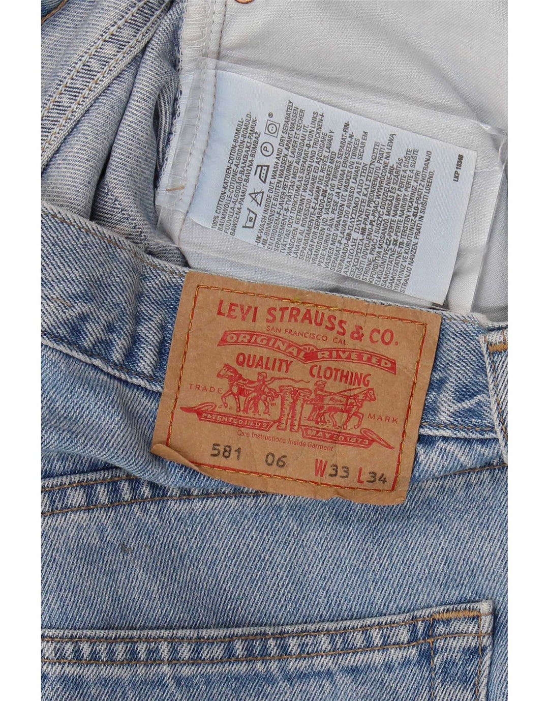 Blugi drepti pentru bărbați Levi's 581 W33 L34 Bumbac albastru