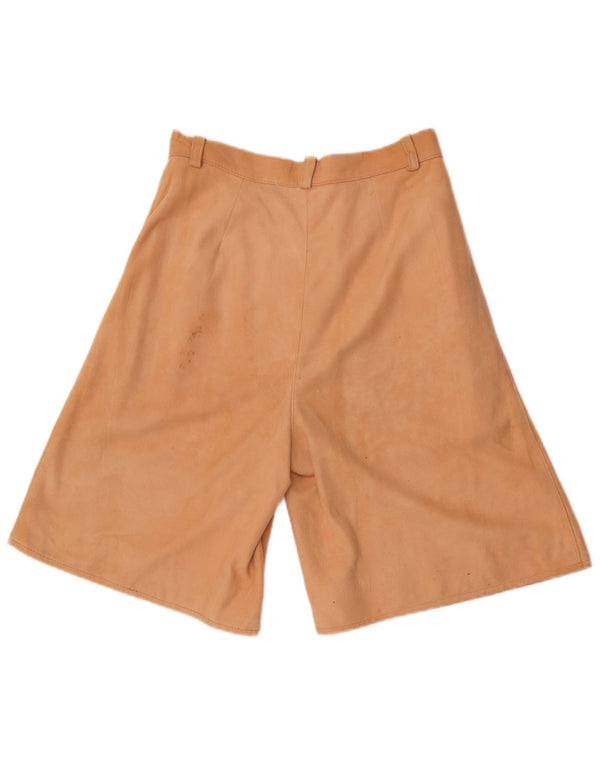 Pantaloni scurti vintage din piele intoarsa cu talie inalta W28 maro mediu