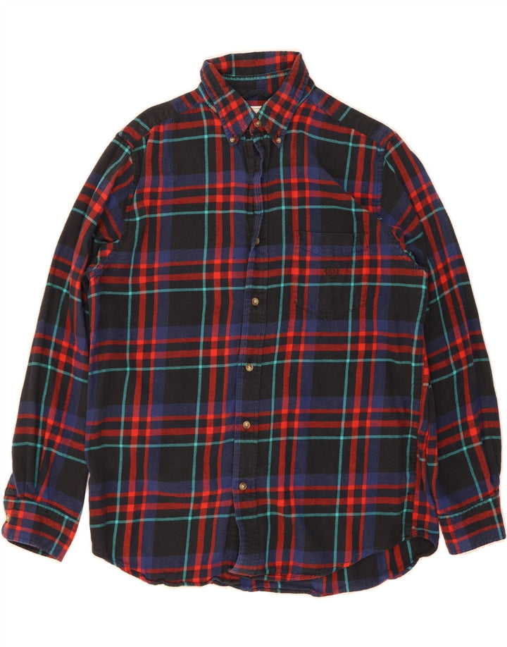 CHAPS Mens Flannel Shirt Medium Navy Blue Check Cotton Vintage Chaps and Second-Hand Chaps from Messina Hembry 