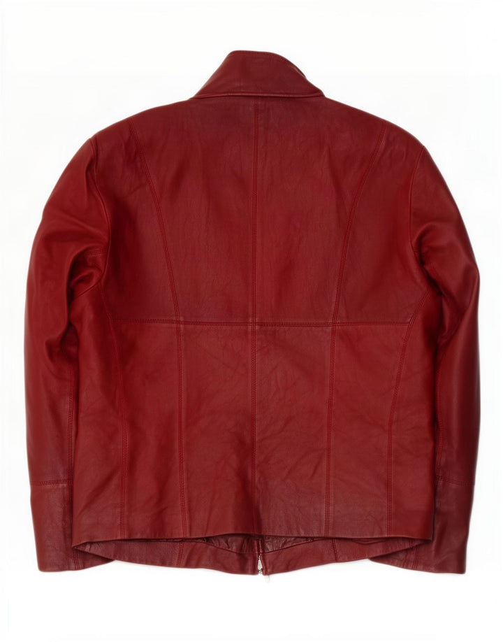 Geacă de piele vintage pentru femei IT 44 Burgundy mediu