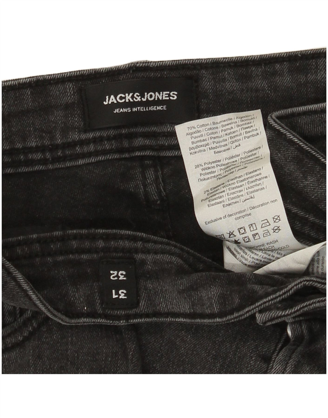 Blugi slim pentru bărbați Jack & Jones W31 L32 bumbac gri
