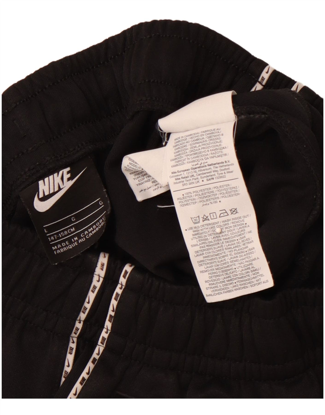Pantaloni scurți sport grafic NIKE pentru băieți 12-13 ani, mari, negru, poliester