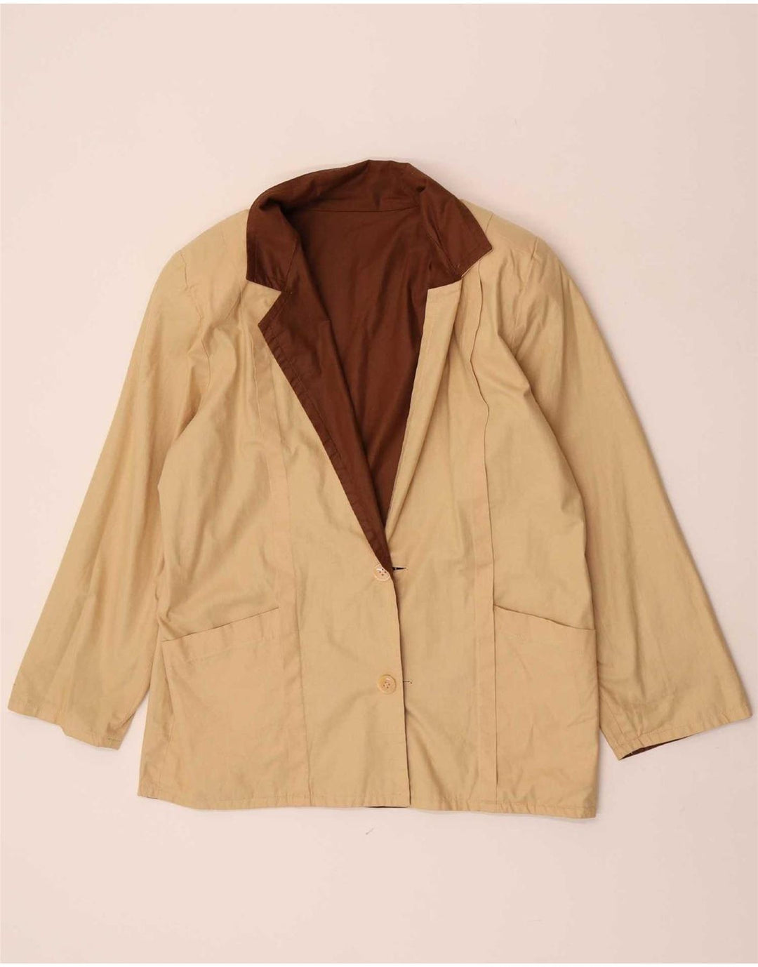 Blazer Vintage pentru femei cu 2 nasturi, UK 16, mare, maro, color block