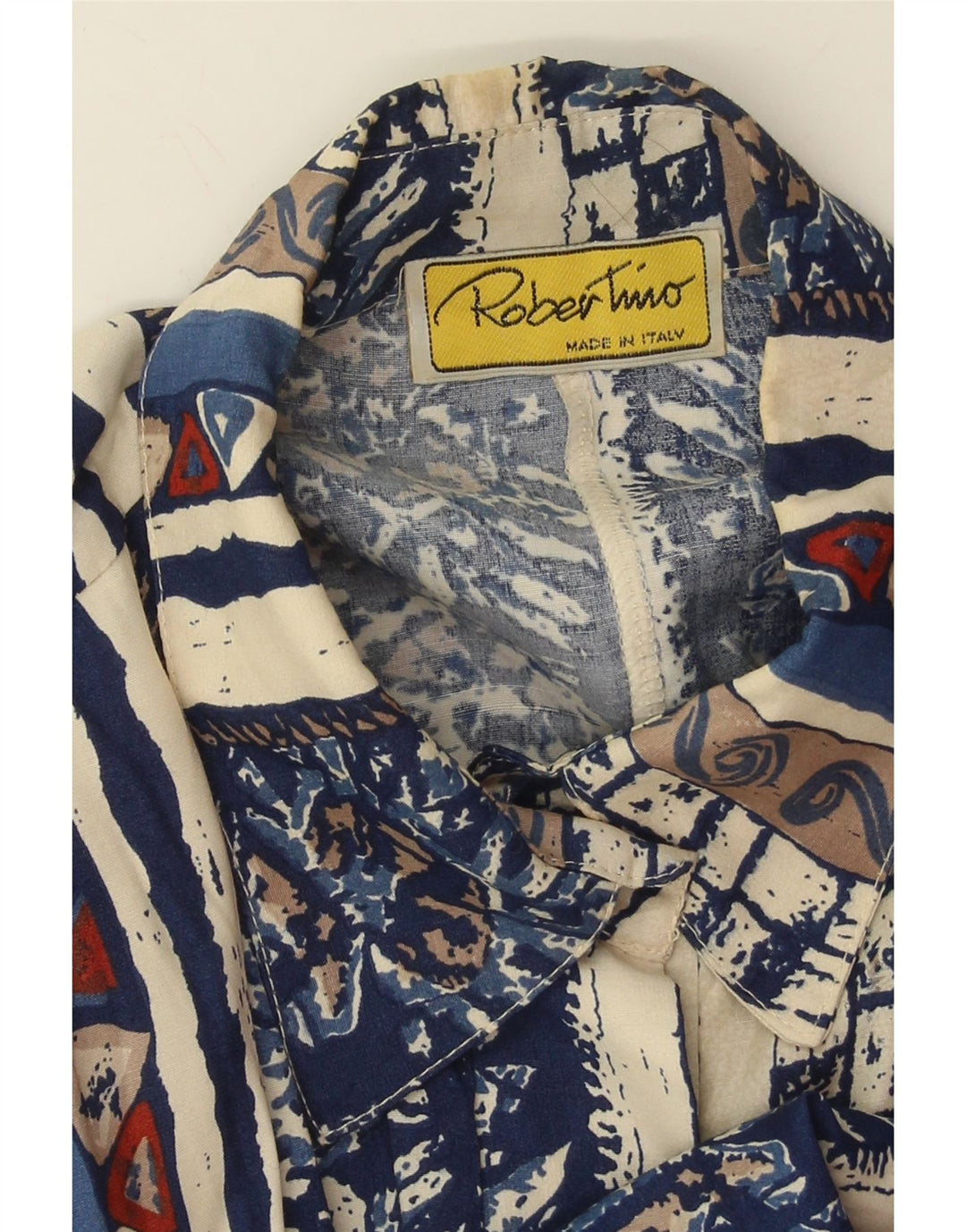 VINTAGE Womens Longline Abstract Pattern Shirt UK 20 2XL Blue Striped Vintage Vintage and Second-Hand Vintage from Messina Hembry 