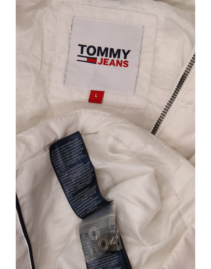 Jachetă căptușită cu glugă Tommy Hilfiger pentru femei UK 16 Poliester alb mare