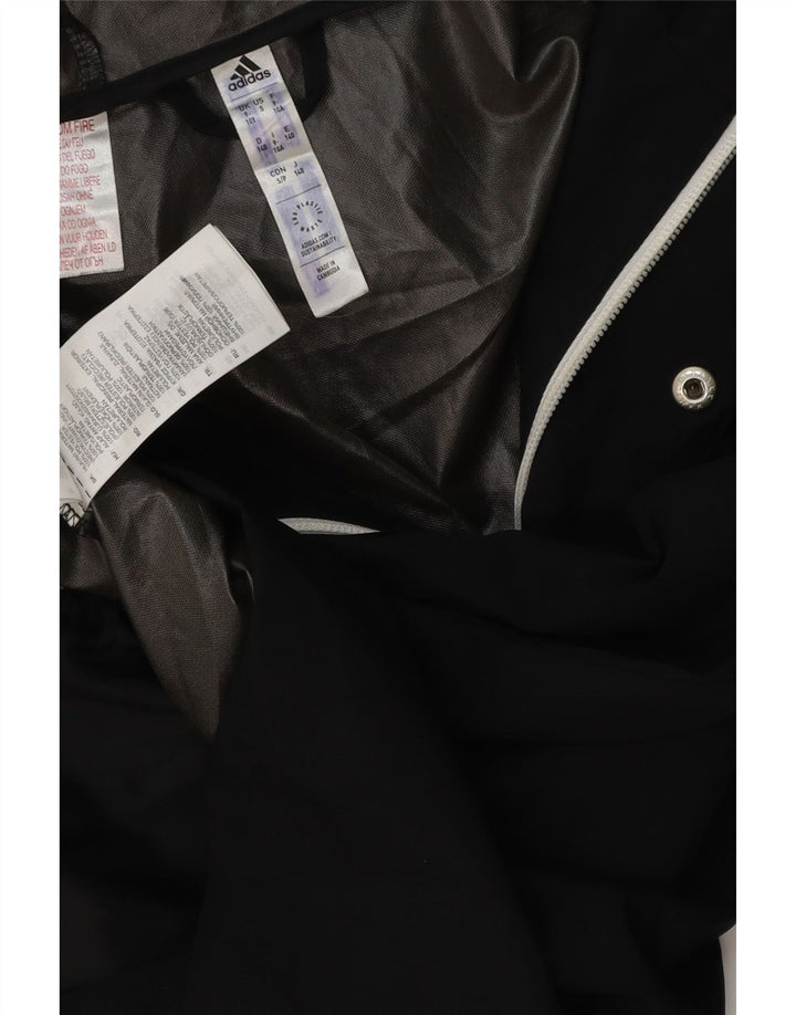 Jachetă de ploaie cu glugă ADIDAS pentru băieți 9-10 ani, poliester negru