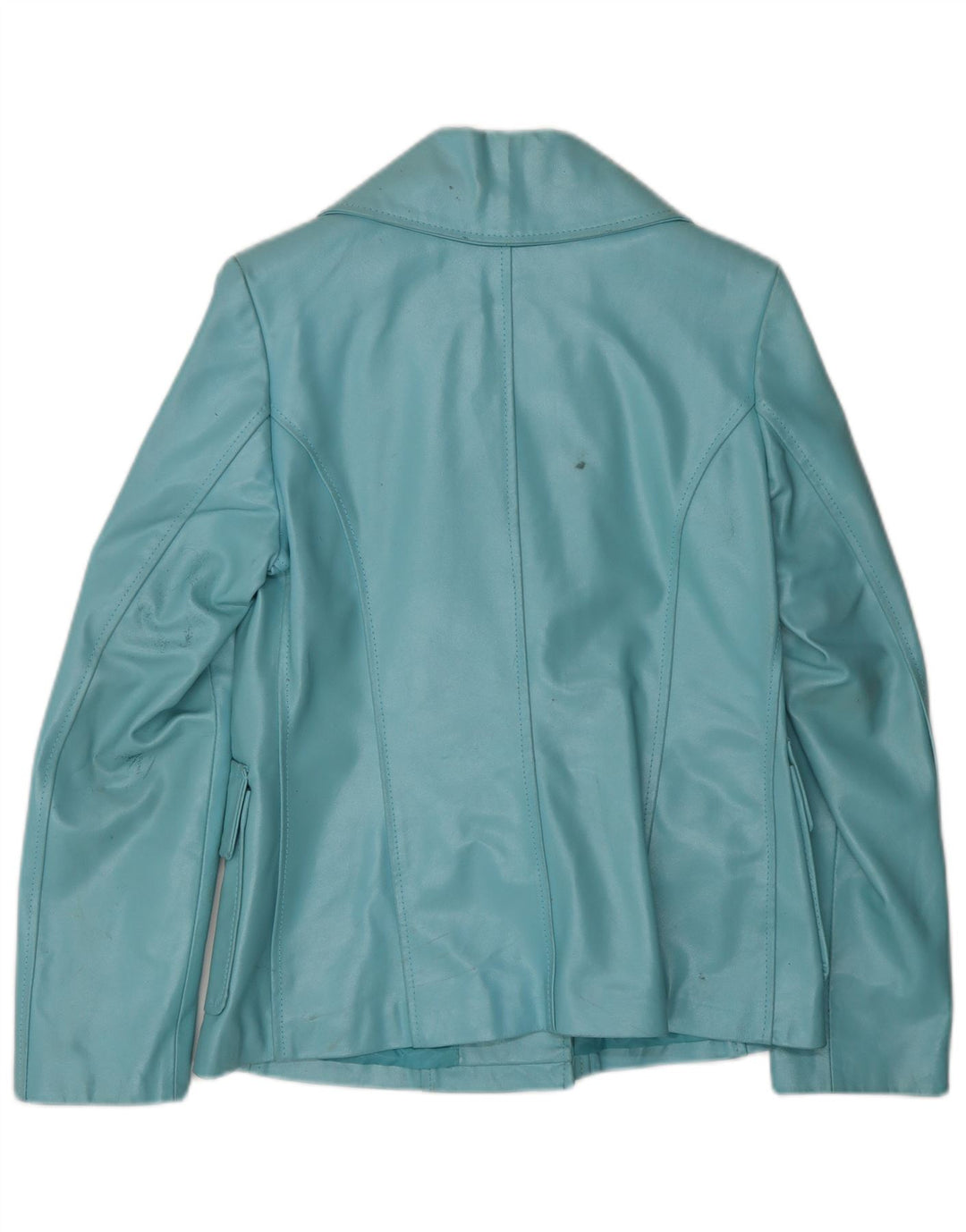 Jachetă de piele pentru femei VINTAGE UK 10 Mic din piele albastră