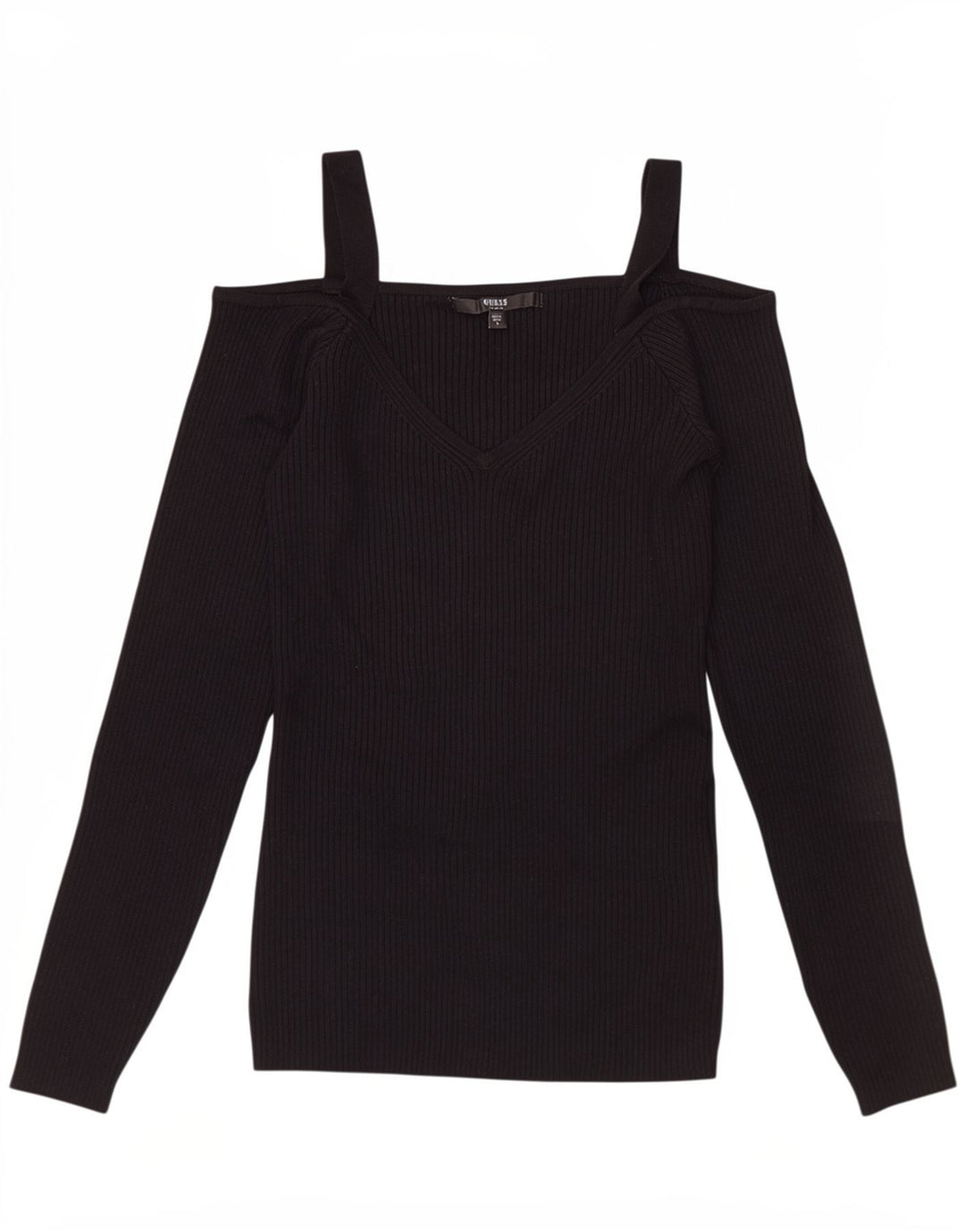 Top pentru femei Guess cu umăr dezactivat UK 12 Medium Black Rayon