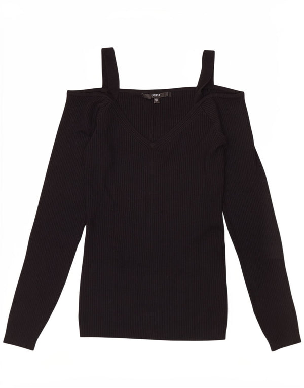 Top pentru femei Guess cu umăr dezactivat UK 12 Medium Black Rayon