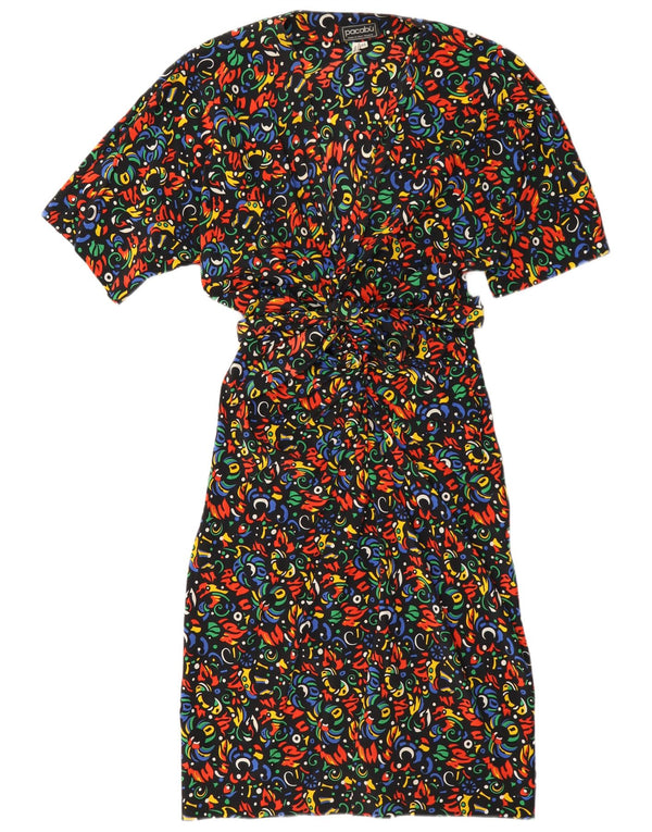 Vintage Womens Sheath Dress IT 46 Large Multicoloured Geometric Silk