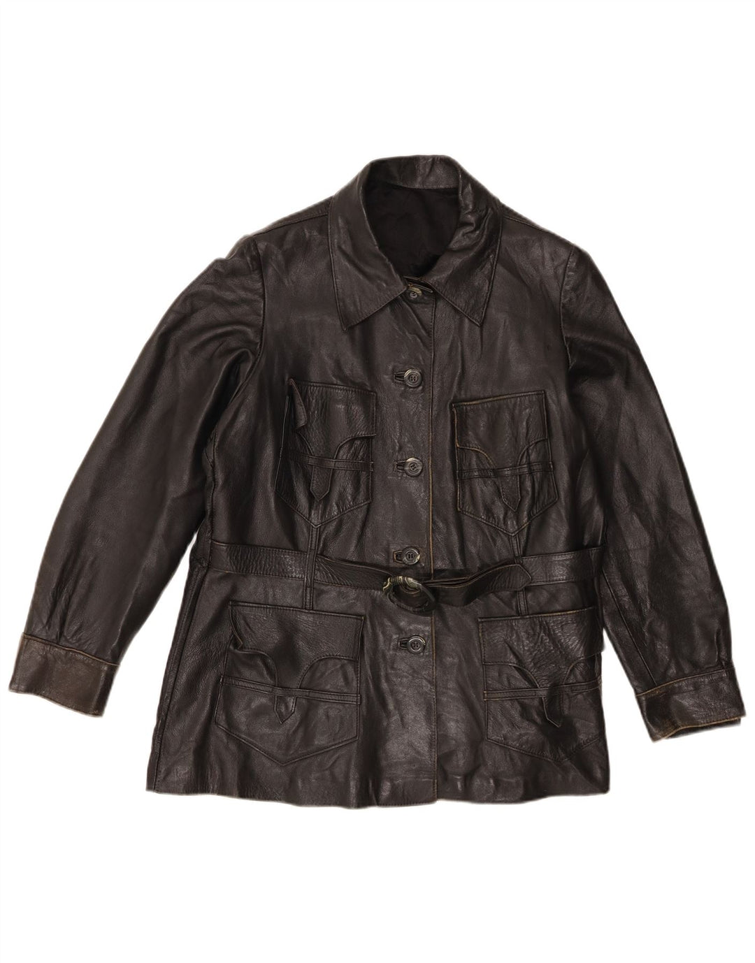 Jachetă de piele vintage pentru femei UK 14 Medium Black