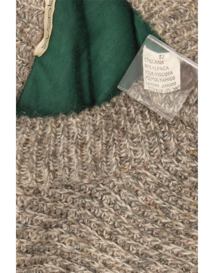 Pulover Cardigan Vintage pentru bărbați IT 52 Lână mare, gri cu pete