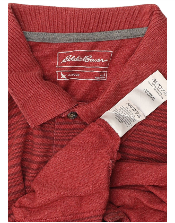 EDDIE BAUER Tricou polo pentru bărbați, bumbac cu dungi roșii mari