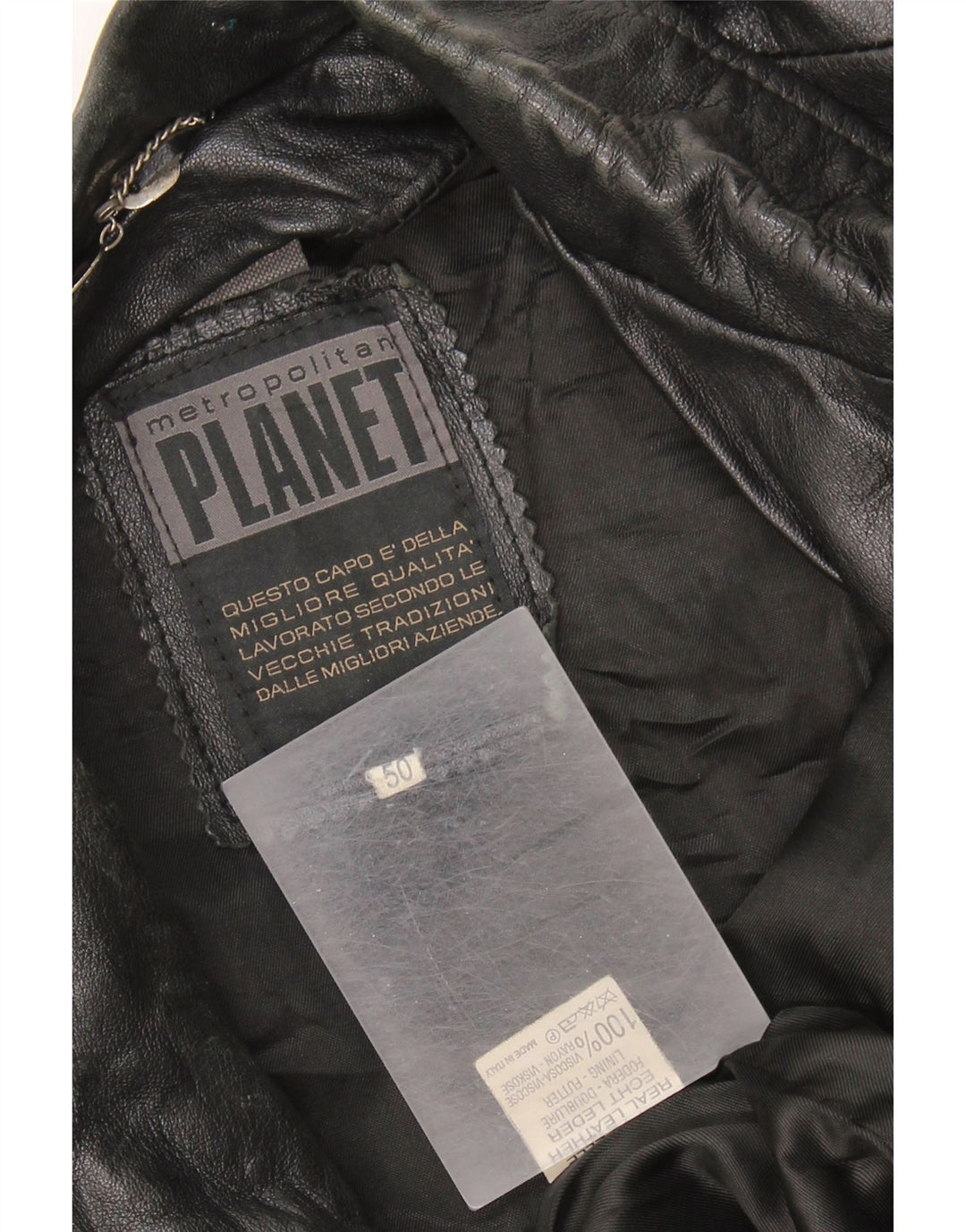 Geacă de piele vintage pentru bărbați IT 50 XL din piele neagră