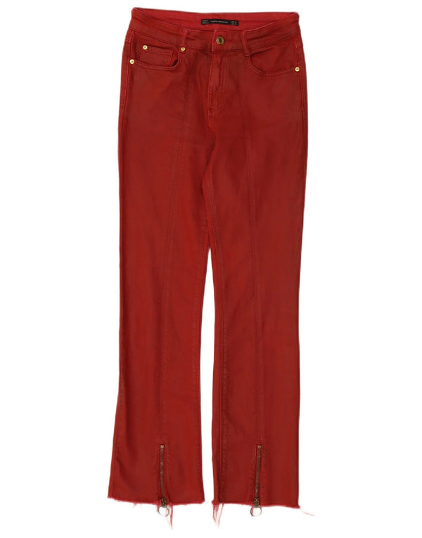 Blugi Zara Femei Trafaluc Bootcut EU 34 2XS W24 L26 Roșu
